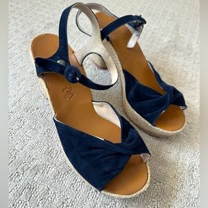 Paul Green Navy Suede Heeled Sandals SZ 7.5 (10US)
